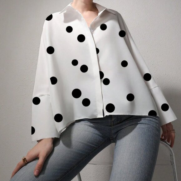 Casual Women's Polka Dot Long Sleeve blouse - Picture 9 of 9